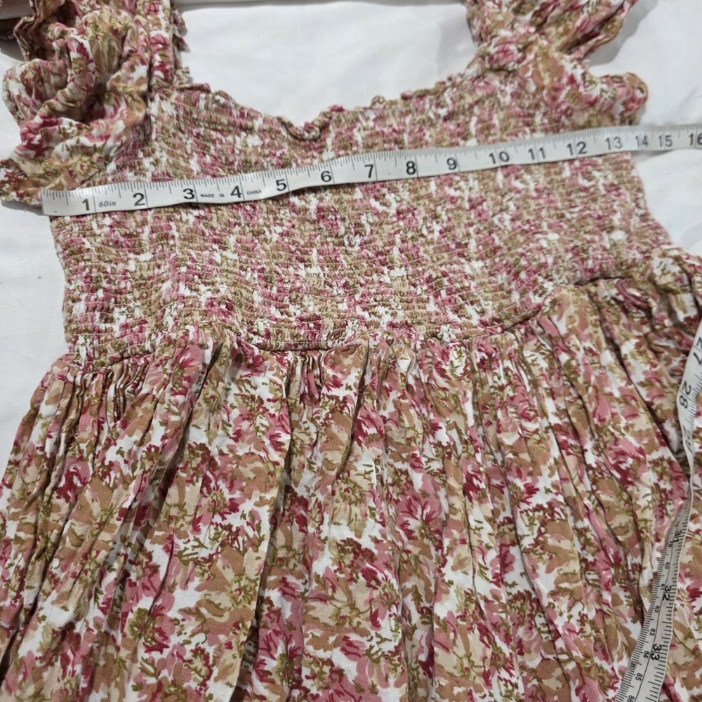 By Timo Womens Midi Dress Medium Floral Smocked Milkmaid Boho Cottage Dainty - Picture 8 of 9